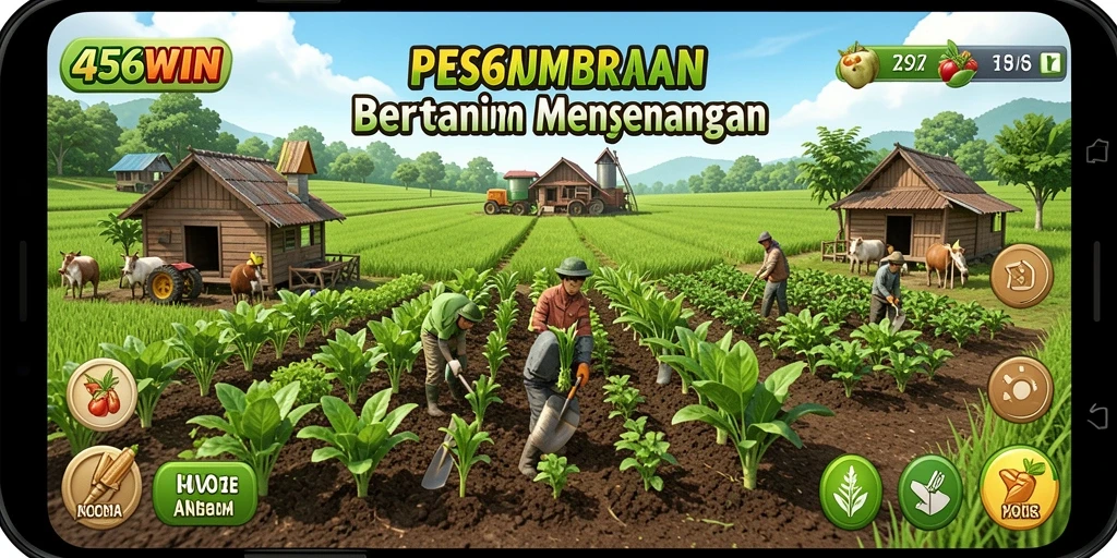 Screenshot 456WIN menampilkan gameplay bertani yang seru dan interaktif.