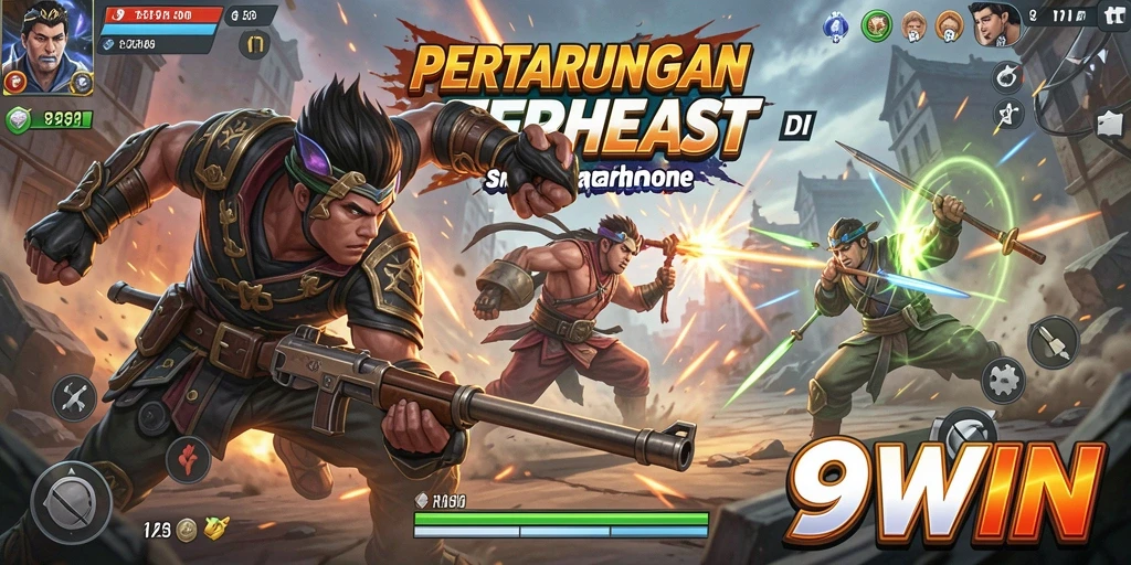 Screenshot gameplay 9WIN menunjukkan pertarungan epik dan aksi mendebarkan.