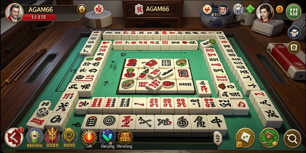 Screenshot AGAM66 menampilkan gameplay Mahjong yang menarik dan penuh warna.