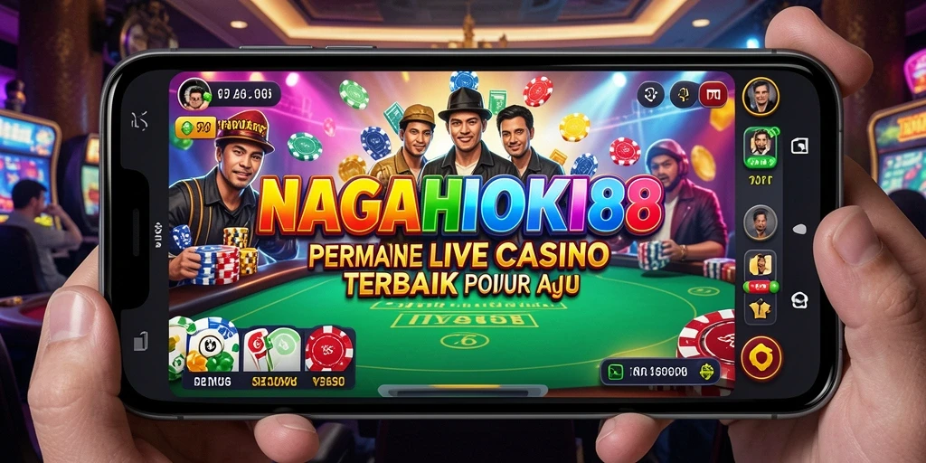 Screenshot gameplay NAGAHOKI88 menunjukkan dealer langsung dan suasana kasino yang hidup.