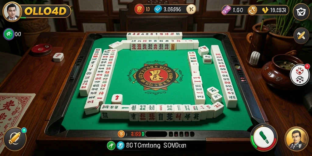 Tampilan gameplay OLLO4D dengan ubin Mahjong yang berwarna-warni.