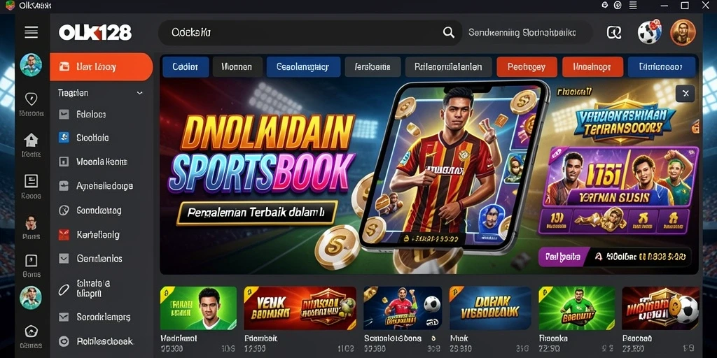 Tampilan menarik dari aplikasi OLX128 dengan taruhan olahraga.
